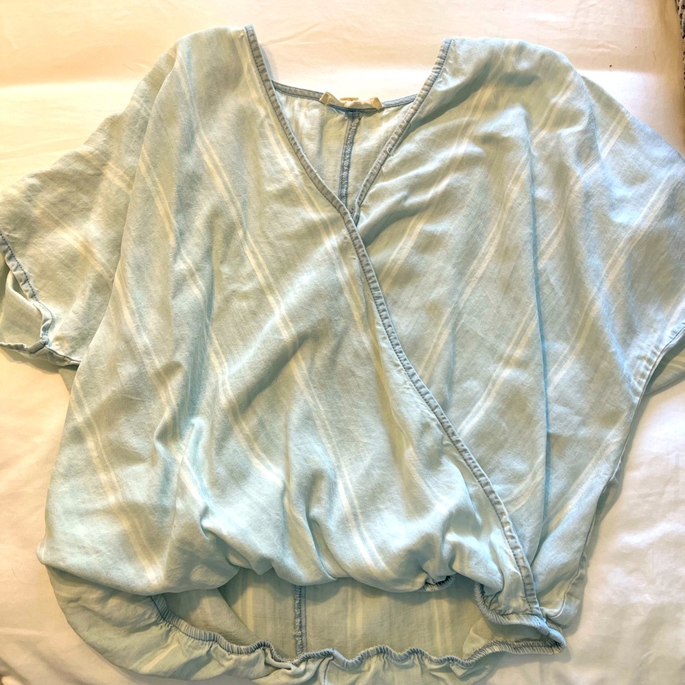 Blue top and white